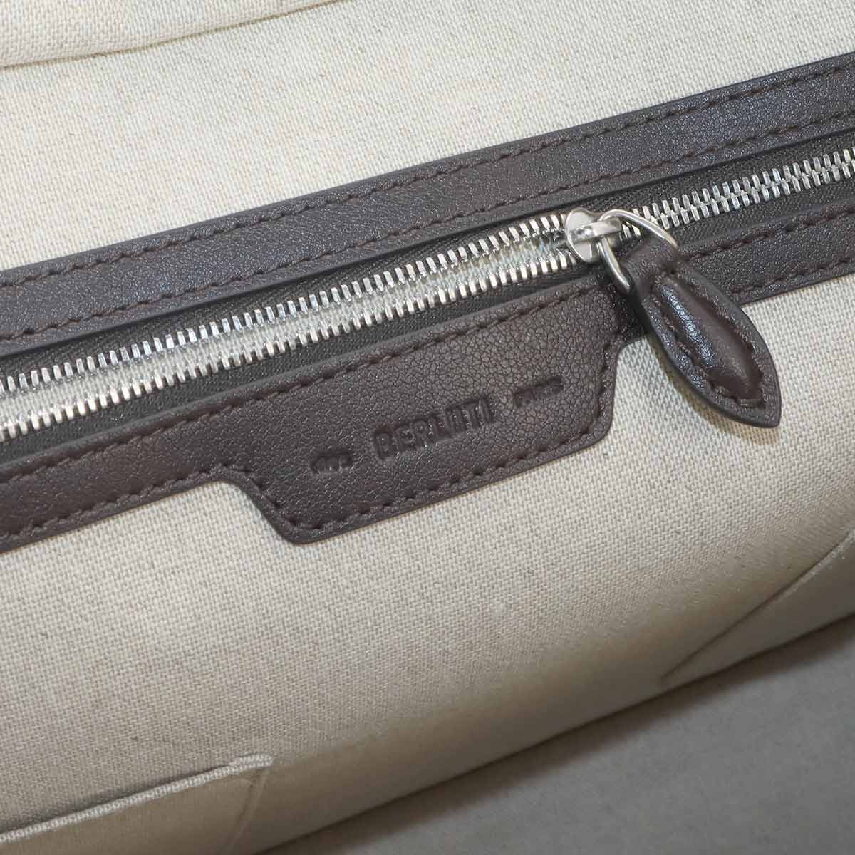 Un Jour Briefcase Business Bag Wool Venezia Leather Brown
