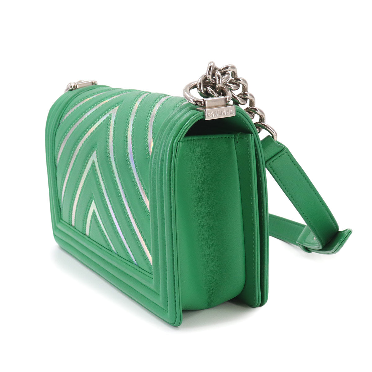 BOY CHANEL Chain Shoulder Bag Leather Green A67086 Purse