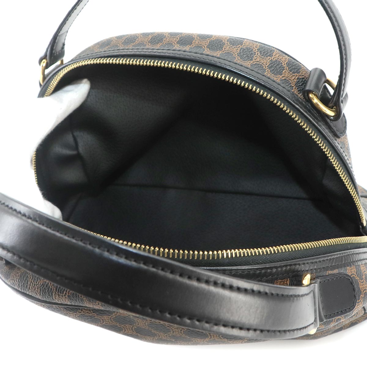 Macadam Hand Bag PVC Leather Black Brown Gold Hardware Vintage