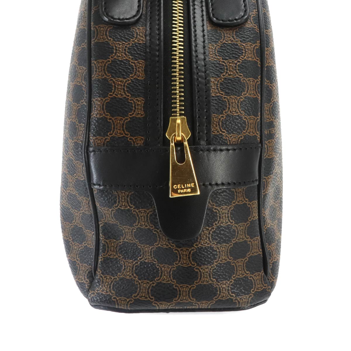 Macadam Hand Bag PVC Leather Black Brown Gold Hardware Vintage