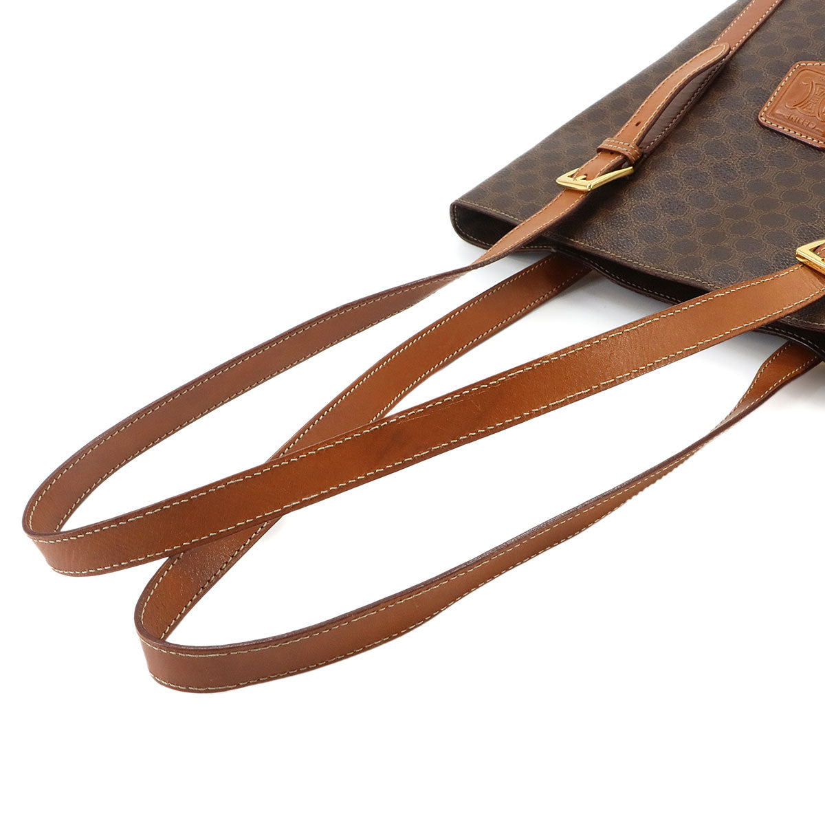Macadam Tote Bag Leather PVC Brown Vintage Purse