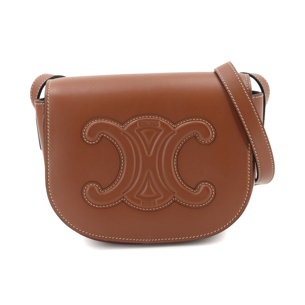 Folco Cuir Triomphe Bag Shoulder Leather Tan 198263DU3 Purse