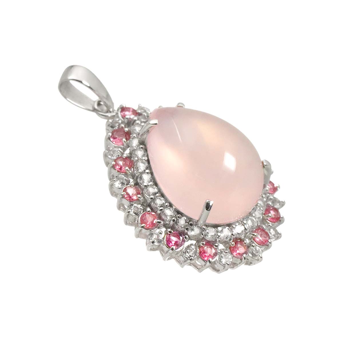 Quartz 19.00ct Tourmaline Pendant Top 18K K18 WG White Gold 750