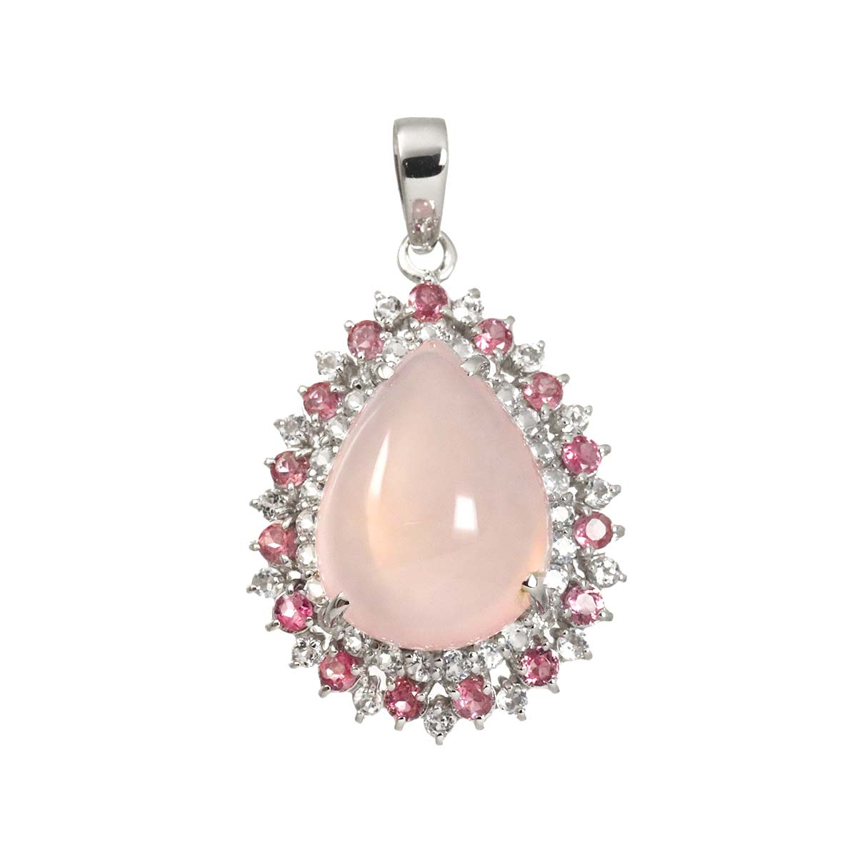 Quartz 19.00ct Tourmaline Pendant Top 18K K18 WG White Gold 750