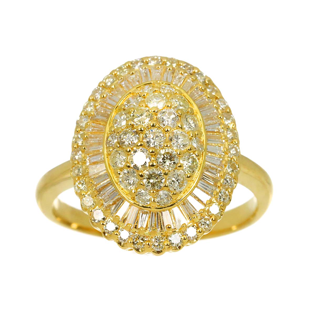 Diamond 1.51ct Ring 18K YG Yellow Gold 750 Size8.75(US)
