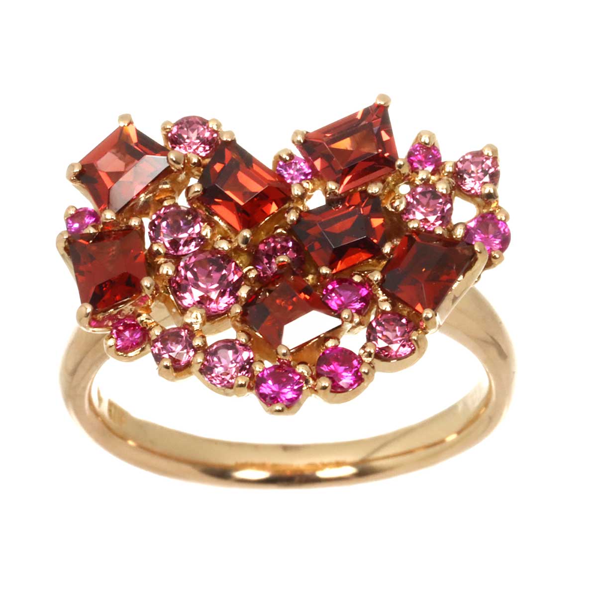 Multi Stone Ruby 0.17ct Ring 18K PG 750 6.25-6.5(US)
