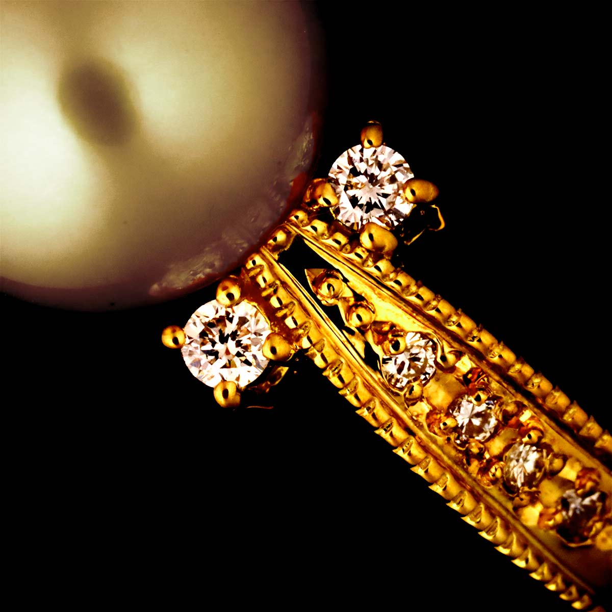 South Sea pearl 11.2mm Diamond 0.25ct Ring 18K K18 YG 750 5.5-5.75(US)