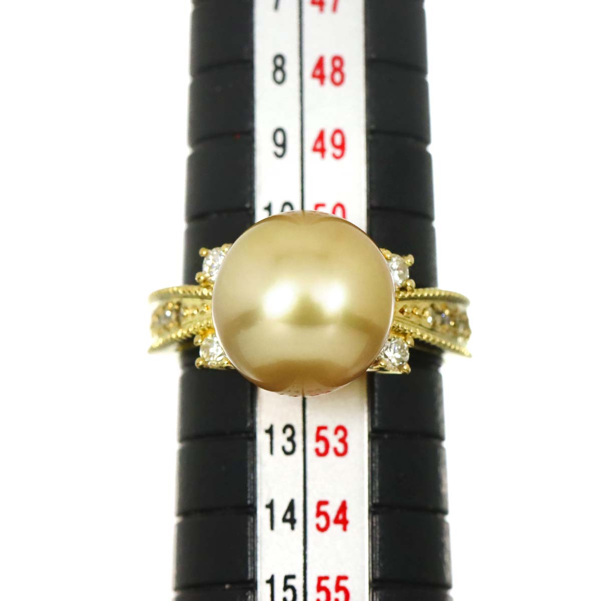 South Sea pearl 11.2mm Diamond 0.25ct Ring 18K K18 YG 750 5.5-5.75(US)