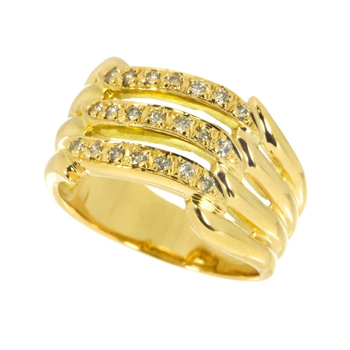 Diamond 0.23ct Ring 18K YG Yellow Gold 750 Size5.75-6(US)