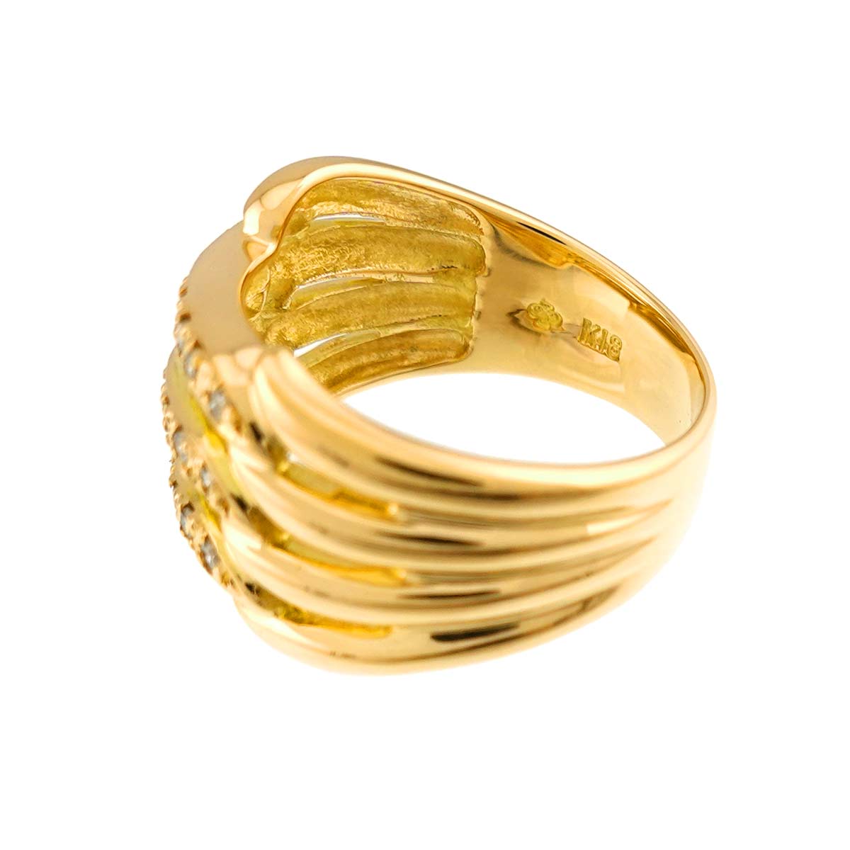 Diamond 0.23ct Ring 18K YG Yellow Gold 750 Size5.75-6(US)