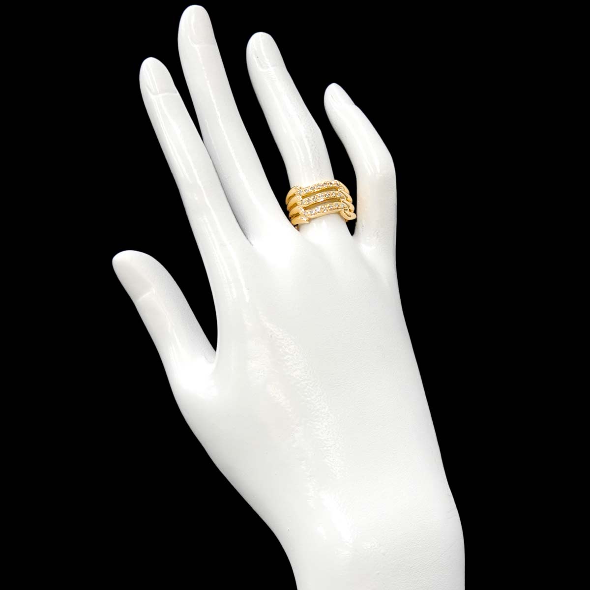 Diamond 0.23ct Ring 18K YG Yellow Gold 750 Size5.75-6(US)