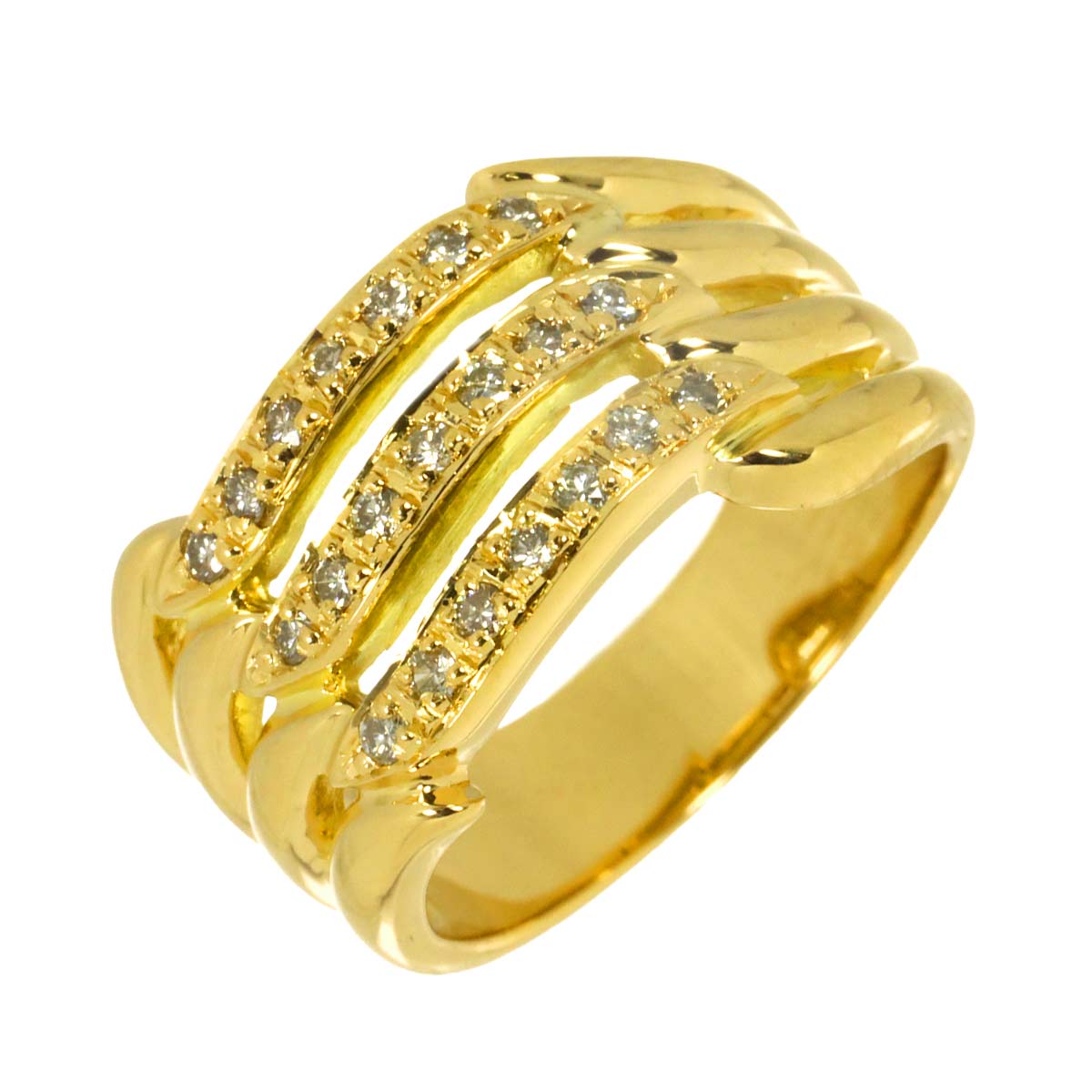 Diamond 0.23ct Ring 18K YG Yellow Gold 750 Size5.75-6(US)