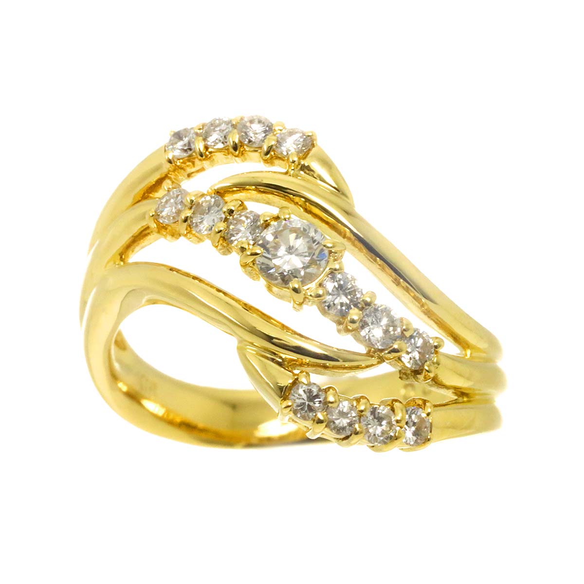 Diamond 0.50ct Ring 18K YG Yellow Gold 750 Size5.5-5.75(US)