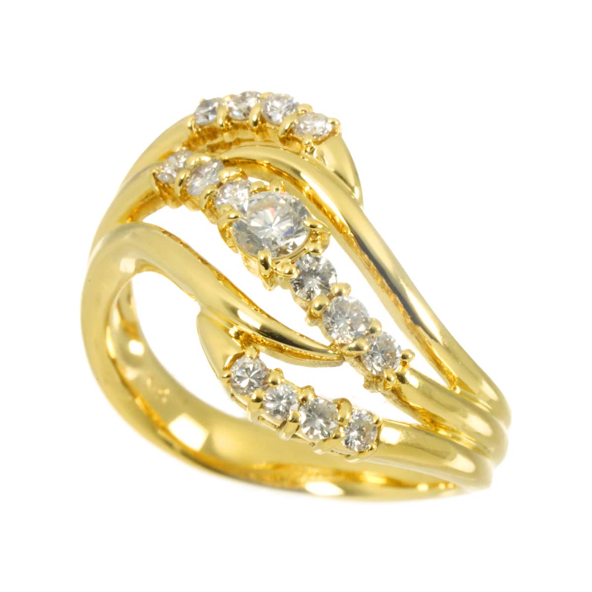 Diamond 0.50ct Ring 18K YG Yellow Gold 750 Size5.5-5.75(US)