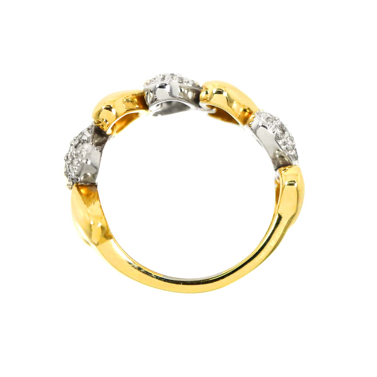 Diamond 0.55ct Ring 18K YG WG Yellow White Gold 750 6(US)