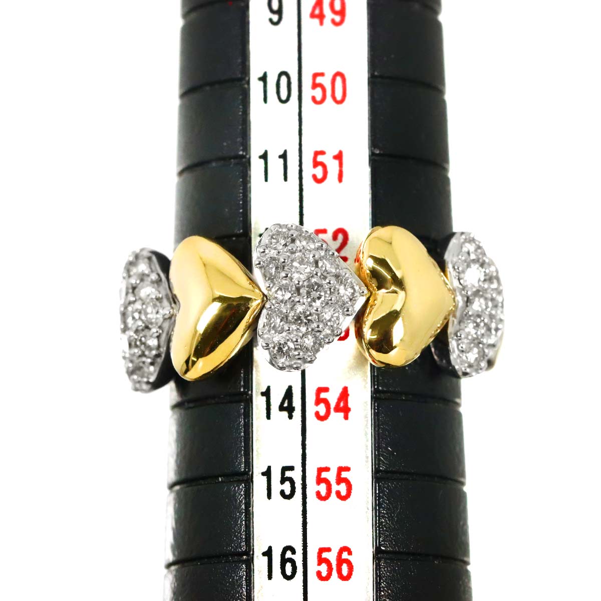 Diamond 0.55ct Ring 18K YG WG Yellow White Gold 750 6(US)