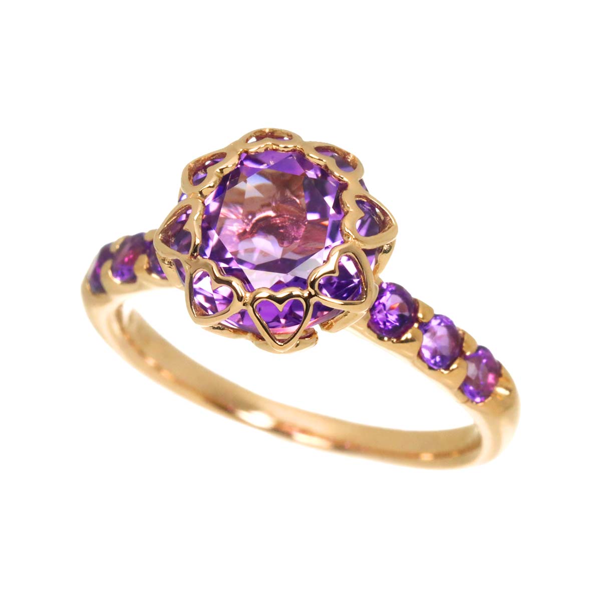 Amethyst Ring 18K PG Pink Gold Size6.25-6.5(US)