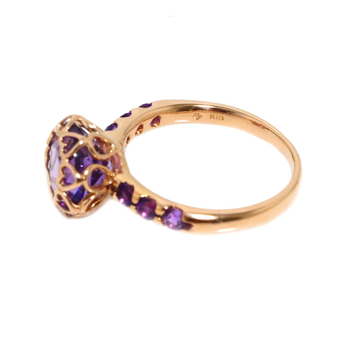 Amethyst Ring 18K PG Pink Gold Size6.25-6.5(US)