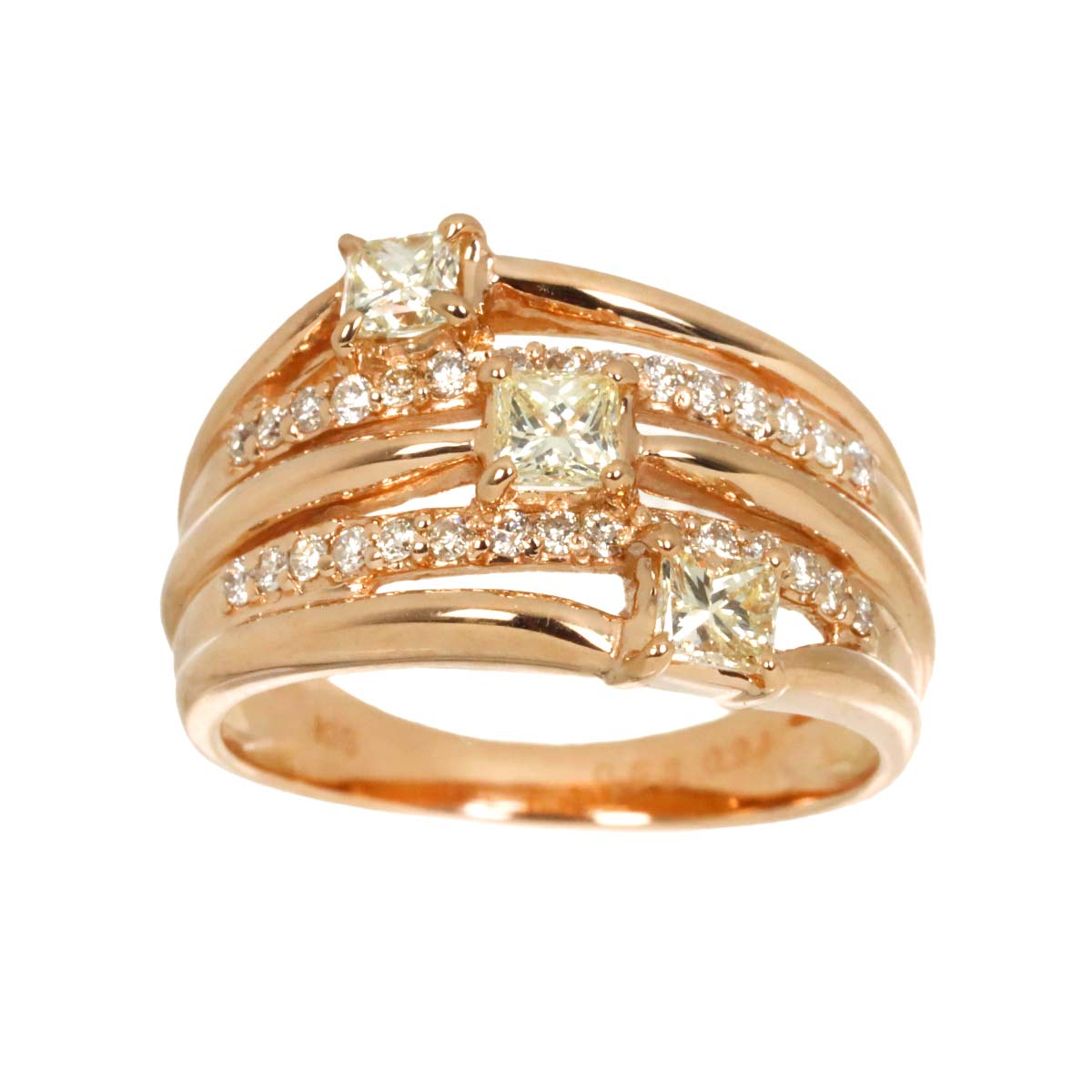 Diamond 0.53ct/0.24ct Ring 18K PG Pink Gold 750 Size5.5-5.75(US)