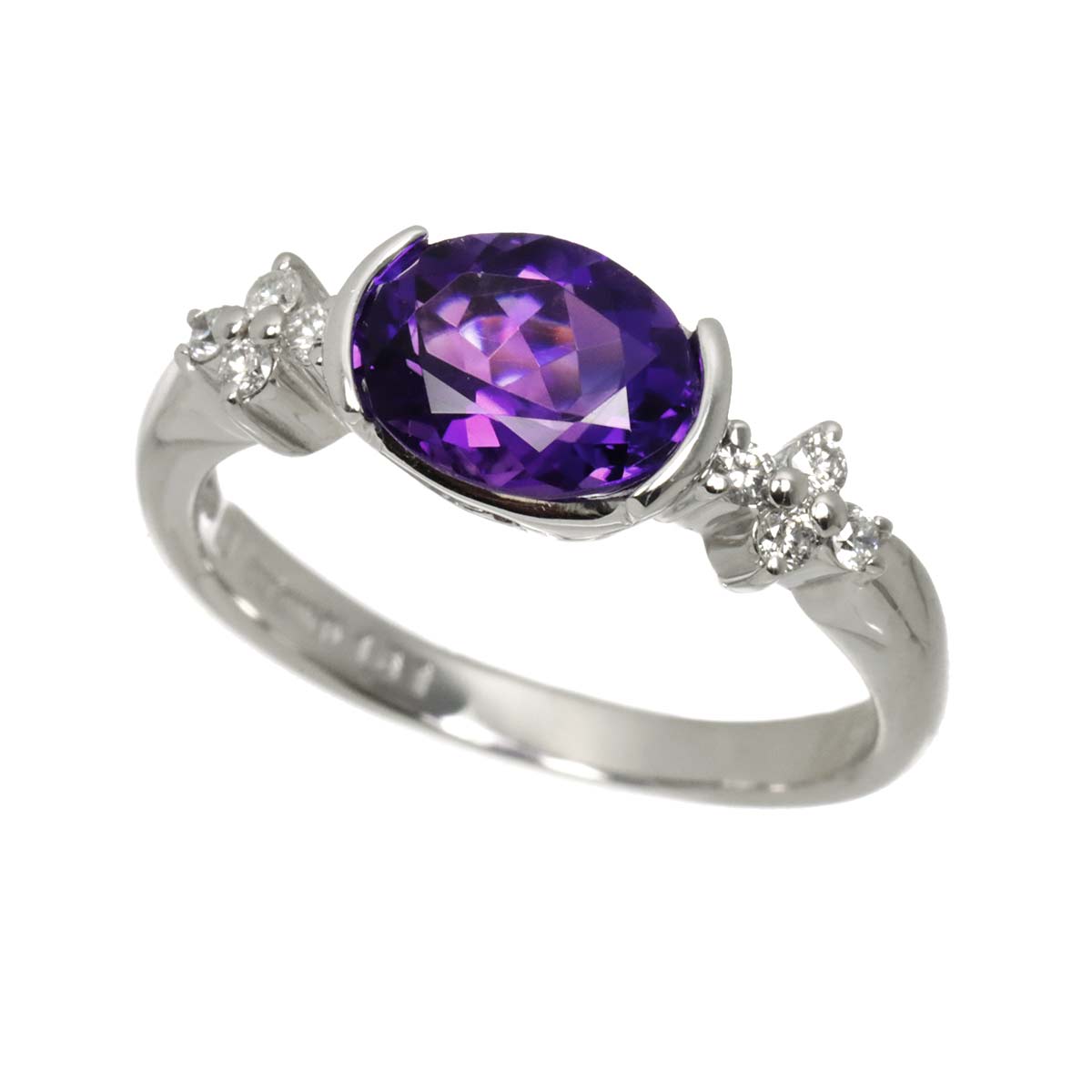 Amethyst 1.61ct Diamond 0.18ct Ring 18K WG size7.75-8(US)