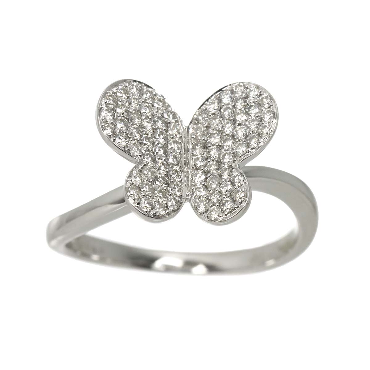 Diamond 0.45ct Ring 18K K18 WG White Gold size6.75(US)