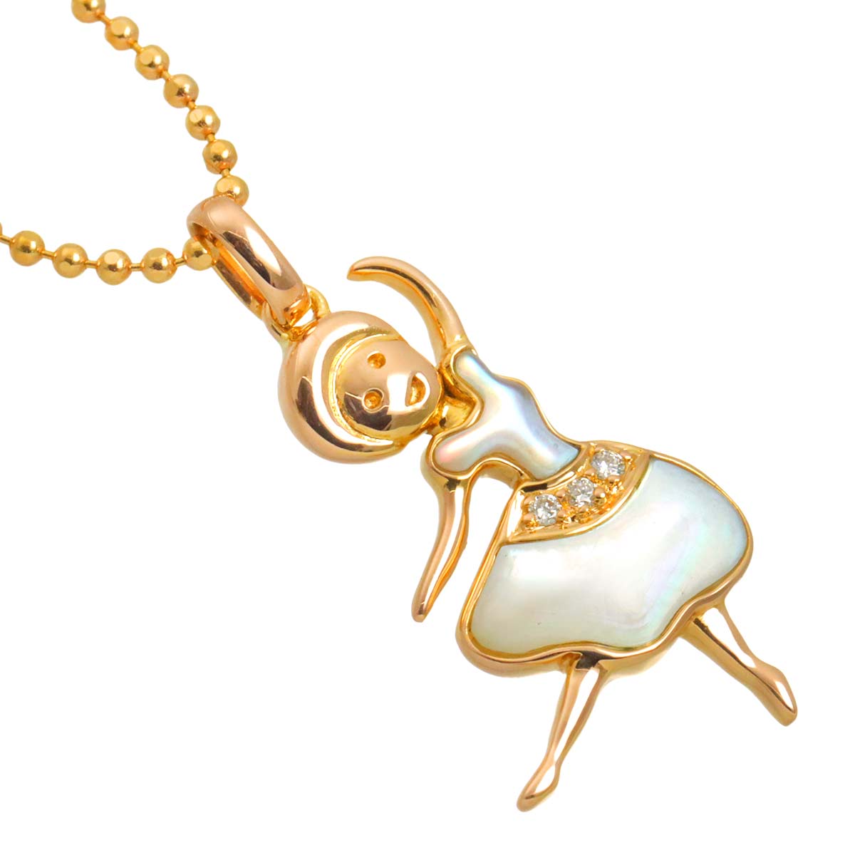 MOP Diamond Necklace 18K PG Pink Gold 750