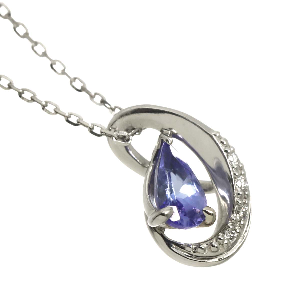Tanzanite Diamond 0.01ct Necklace Pt Platinum