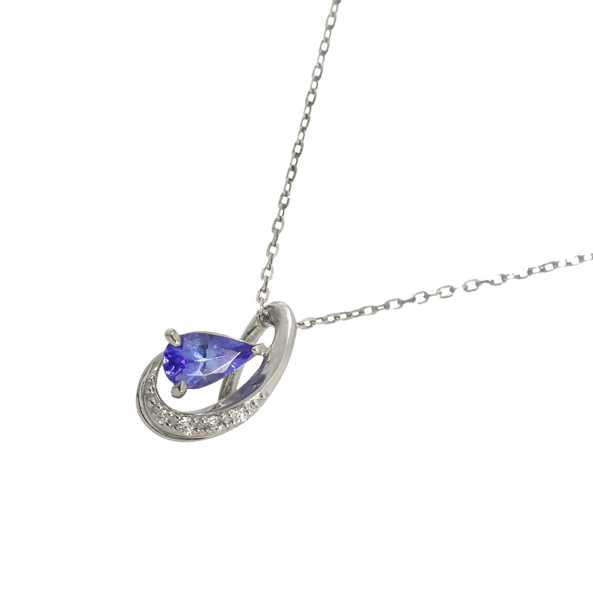 Tanzanite Diamond 0.01ct Necklace Pt Platinum