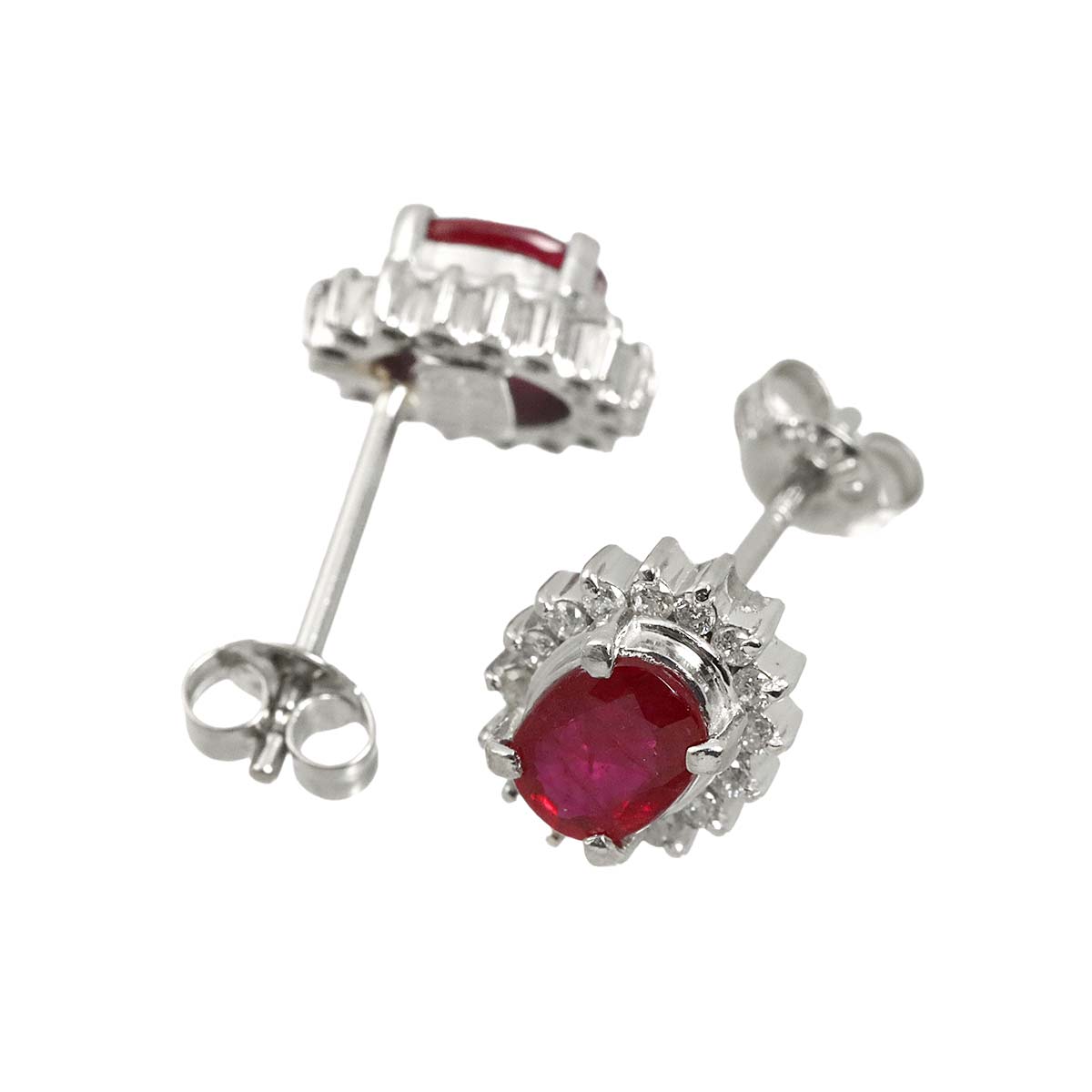 Ruby 0.69ct/0.64ct Diamond 0.12ct/0.12ct Earrings Pierced Pt