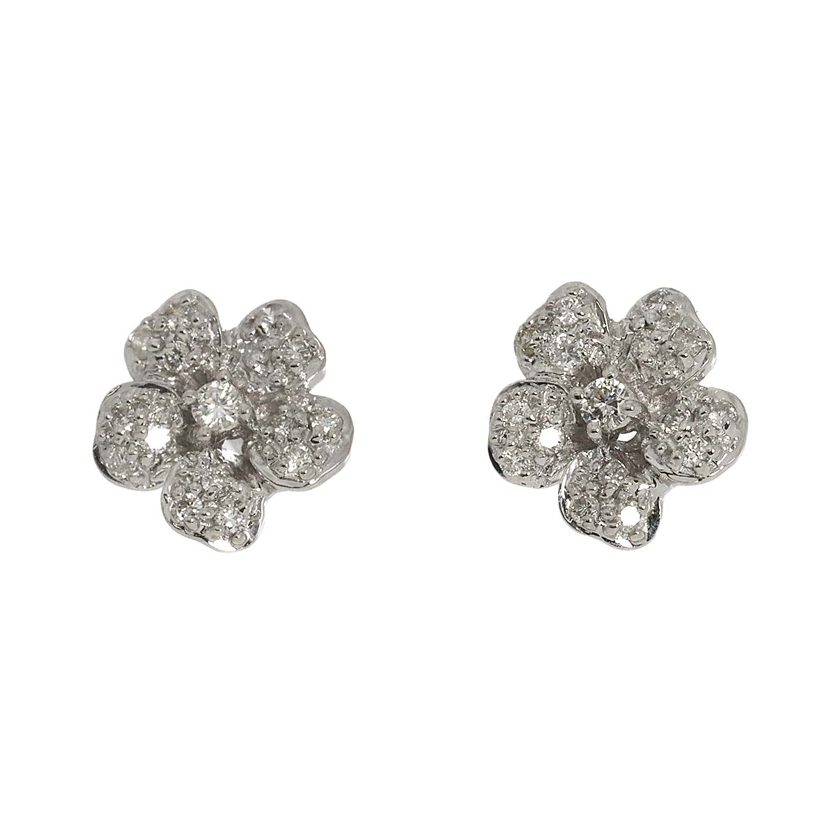 Diamond 0.15ct/0.15ct Earrings Pierced 18K K18 WG 750