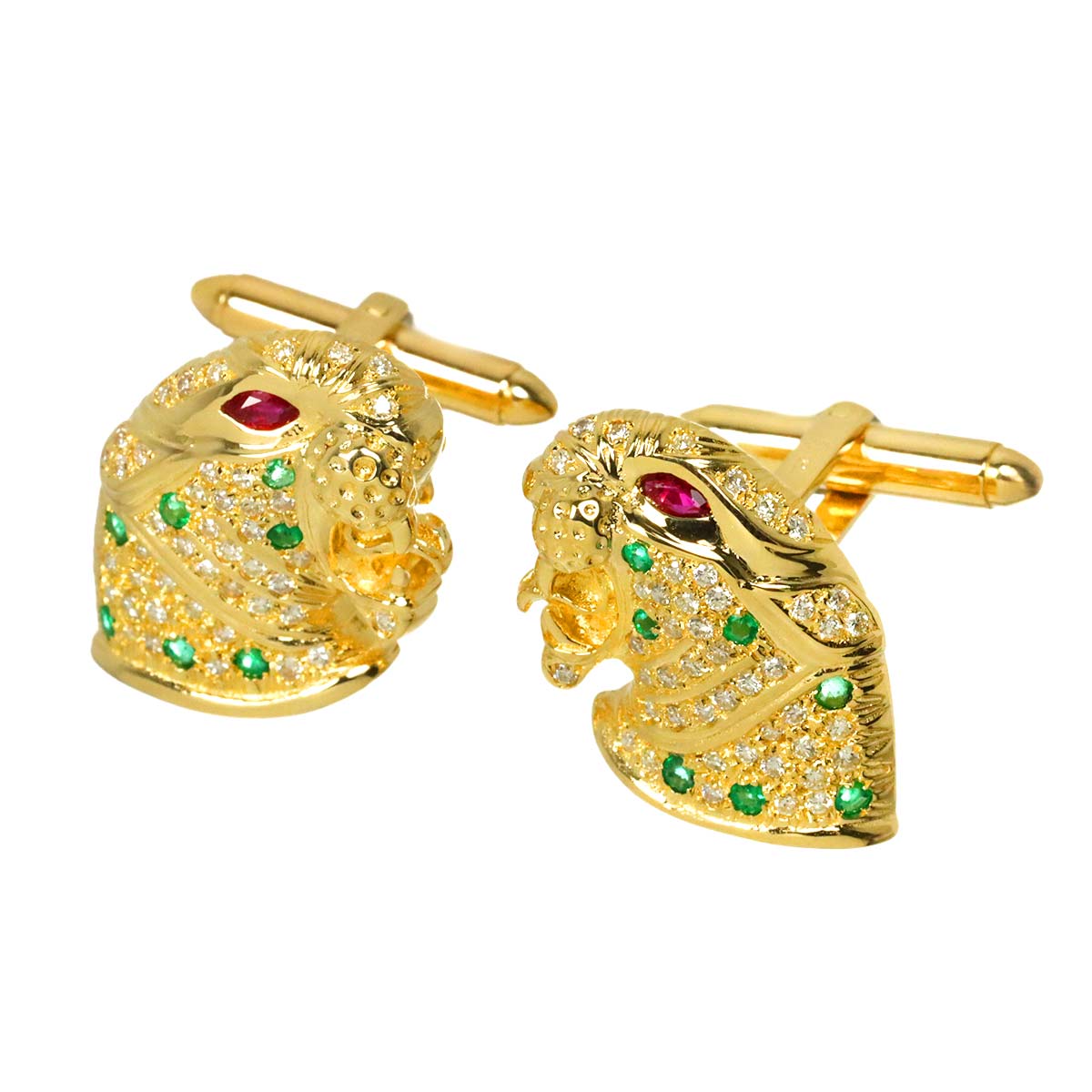 Diamond Multi Stone Cufflinks 18K YG 750