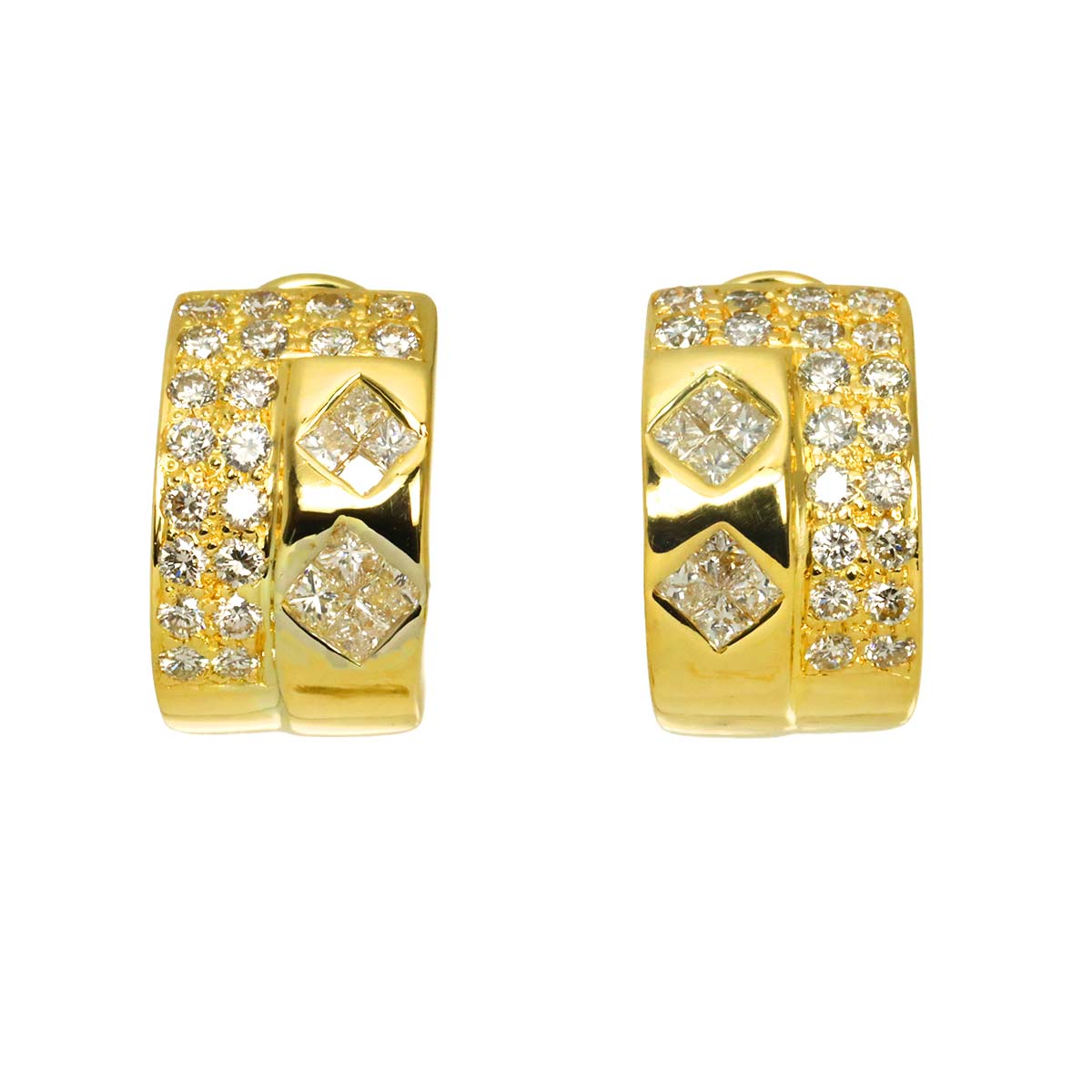 Diamond 1.05ct Earrings Pierced 18K K18 YG 750