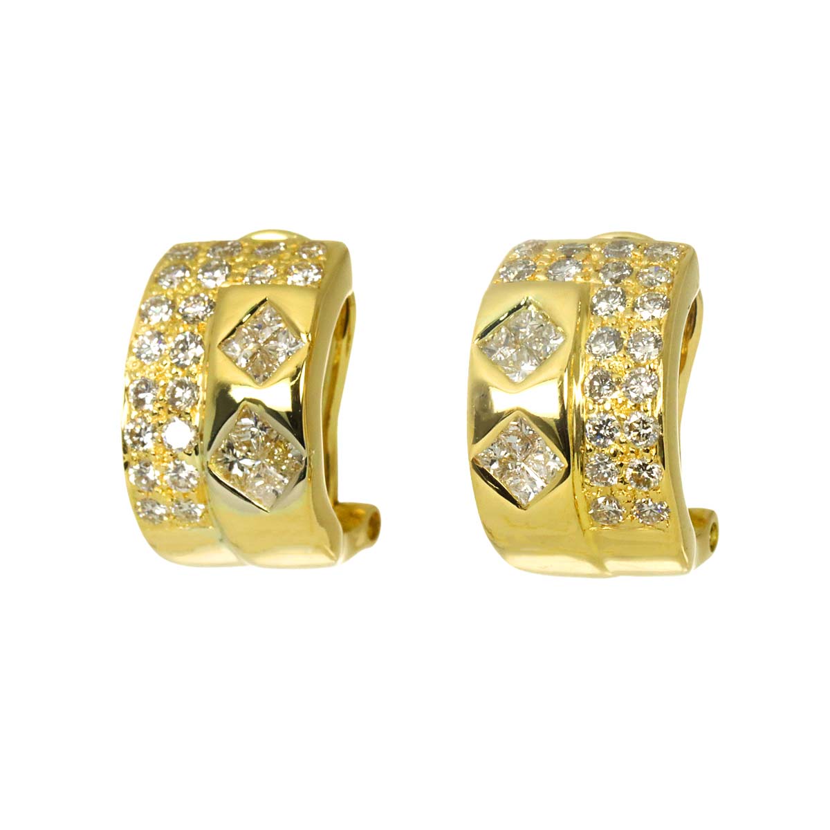 Diamond 1.05ct Earrings Pierced 18K K18 YG 750