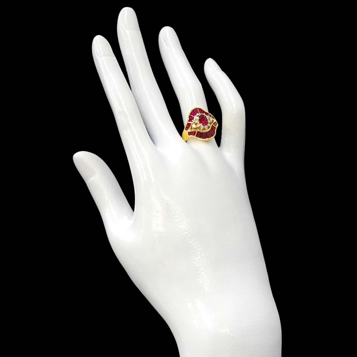 Ruby Diamond Ring 18K YG size6.5-6.75(US)