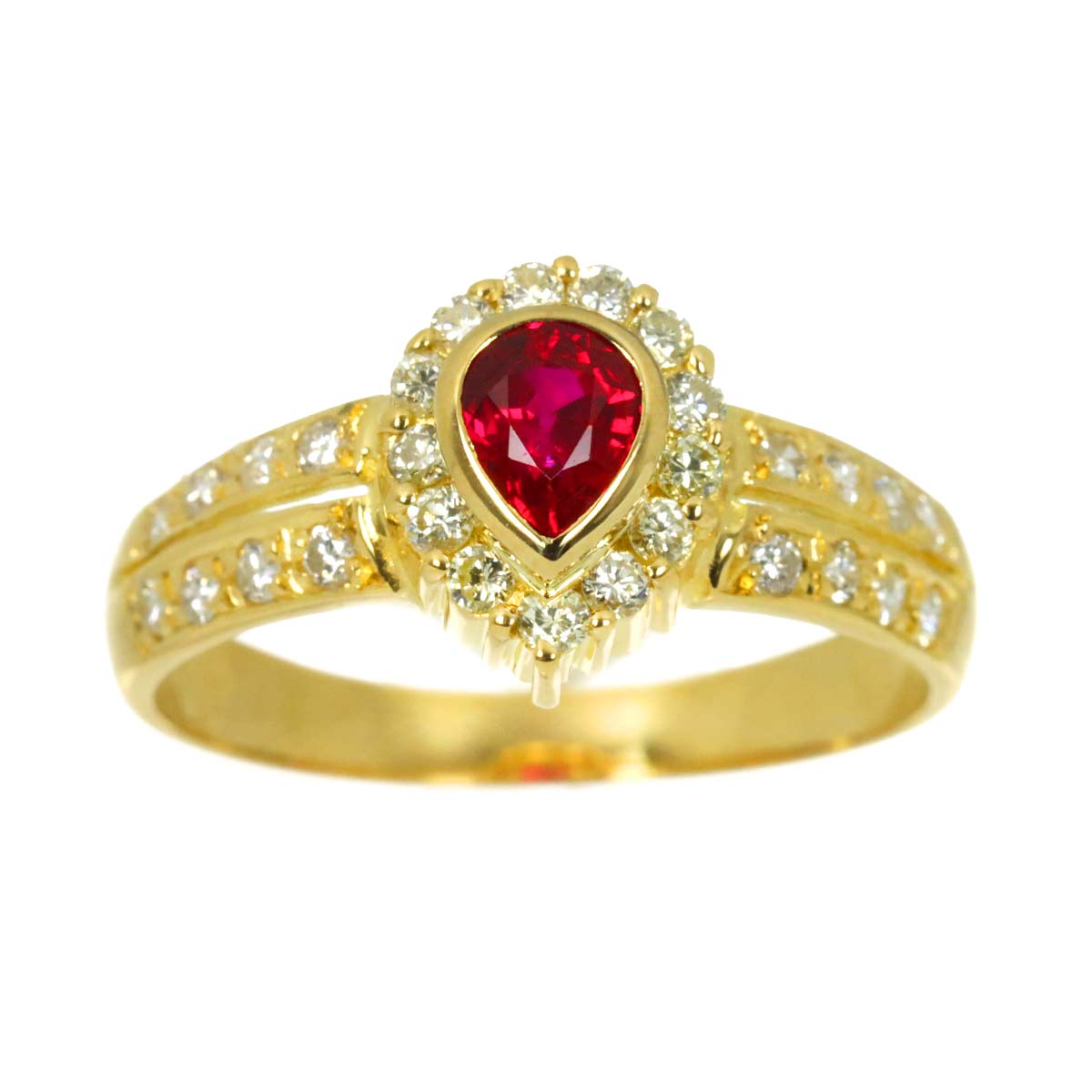 Ruby 0.44ct Diamond 0.36ct Ring 18K YG size6.75(US)