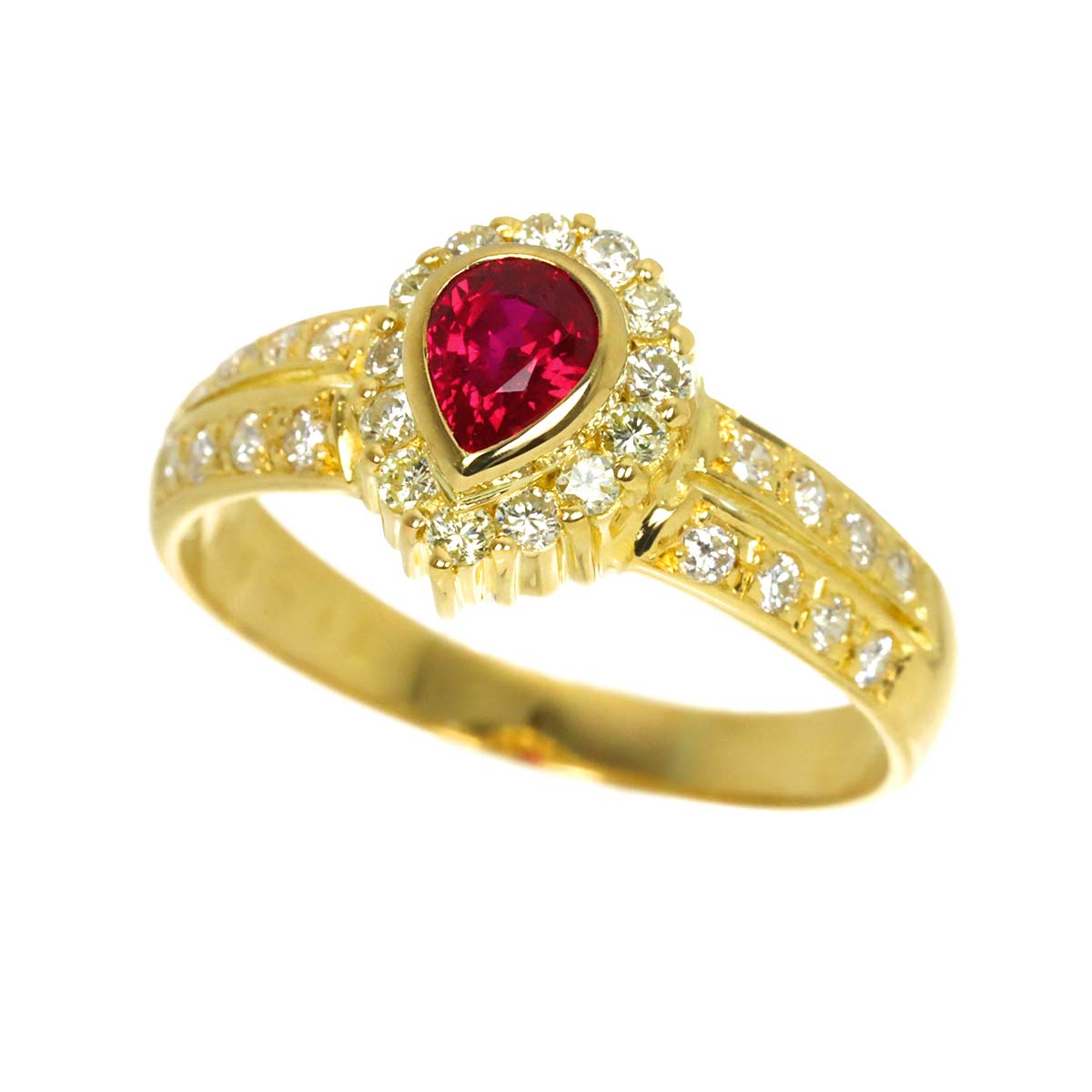 Ruby 0.44ct Diamond 0.36ct Ring 18K YG size6.75(US)