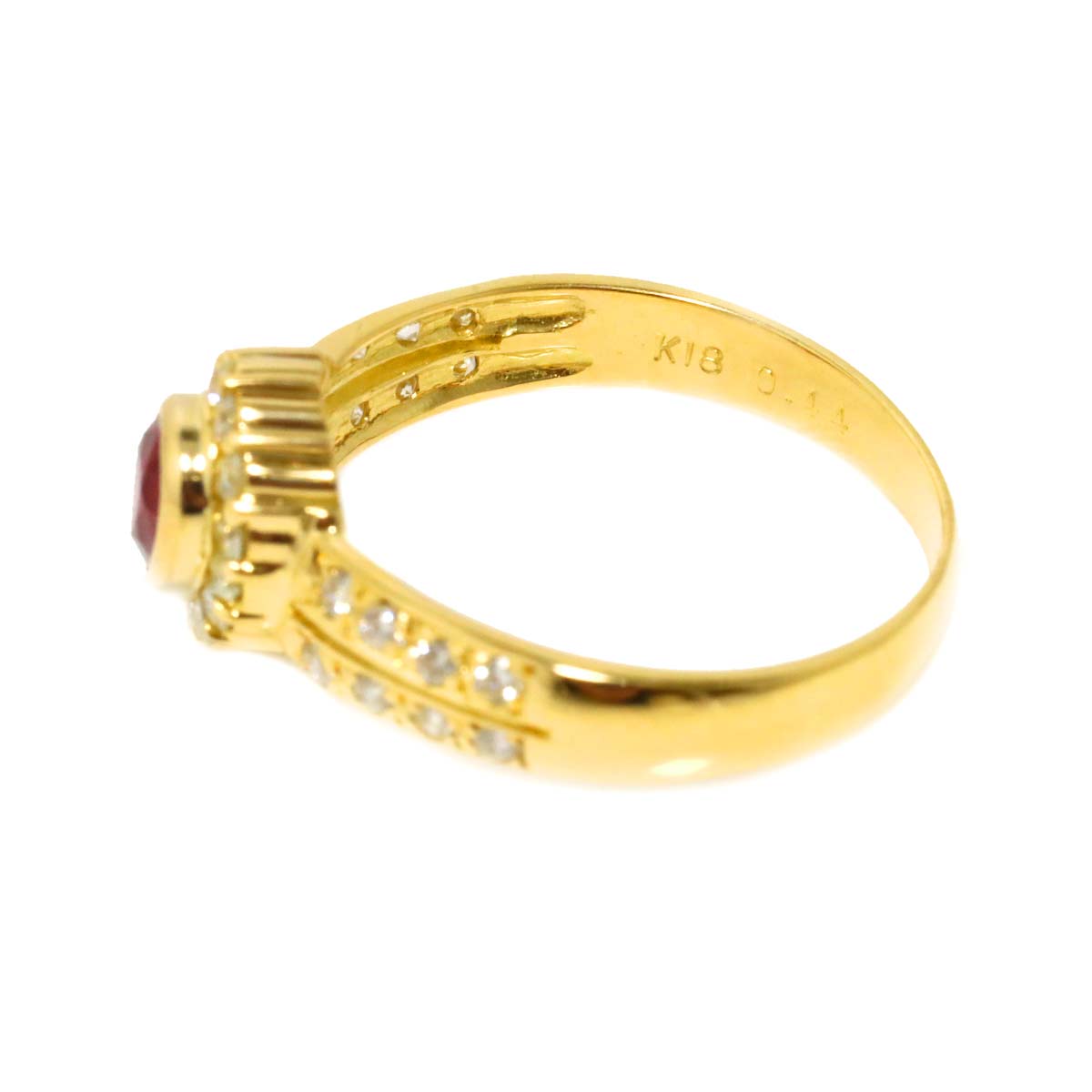 Ruby 0.44ct Diamond 0.36ct Ring 18K YG size6.75(US)