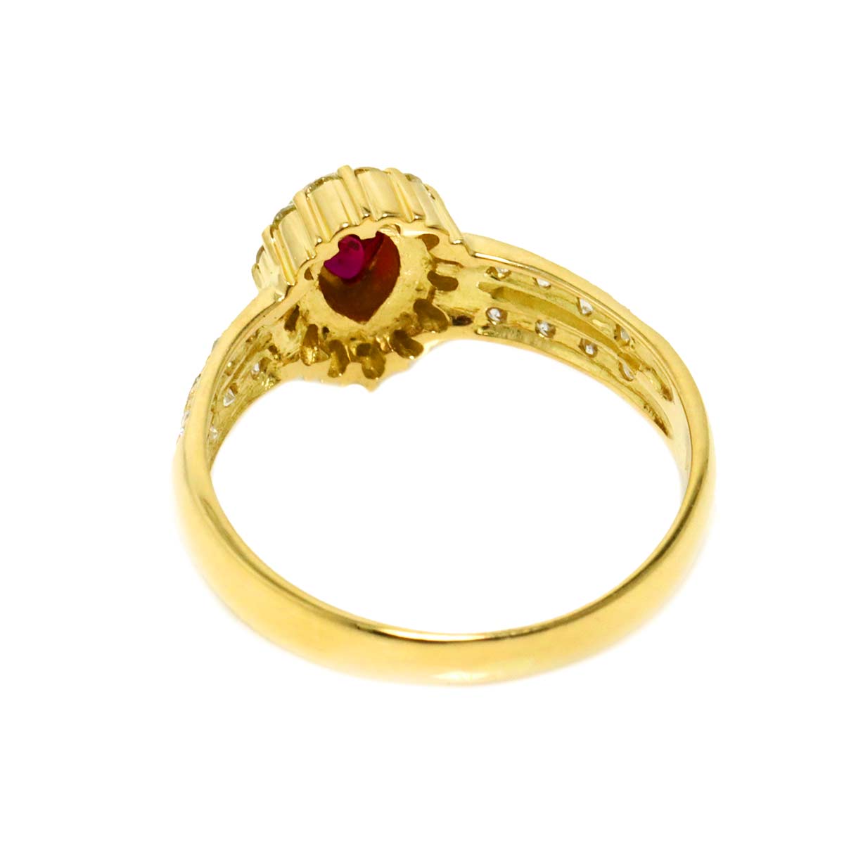 Ruby 0.44ct Diamond 0.36ct Ring 18K YG size6.75(US)
