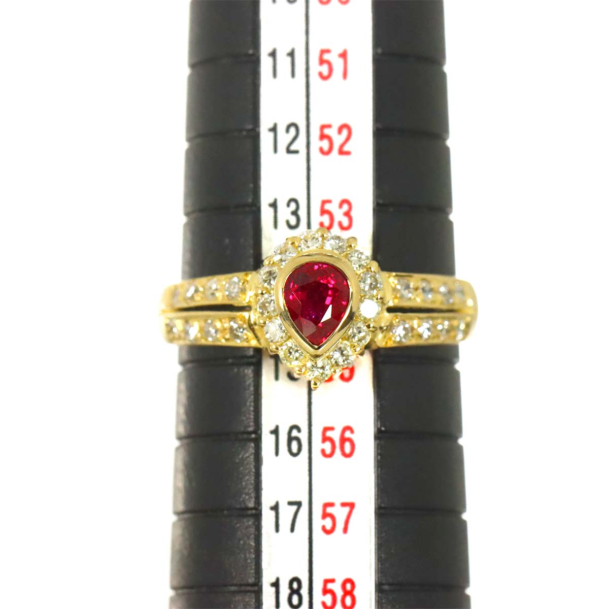 Ruby 0.44ct Diamond 0.36ct Ring 18K YG size6.75(US)