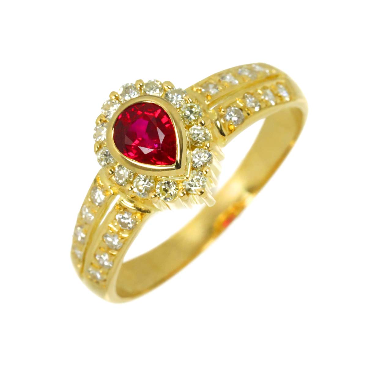 Ruby 0.44ct Diamond 0.36ct Ring 18K YG size6.75(US)