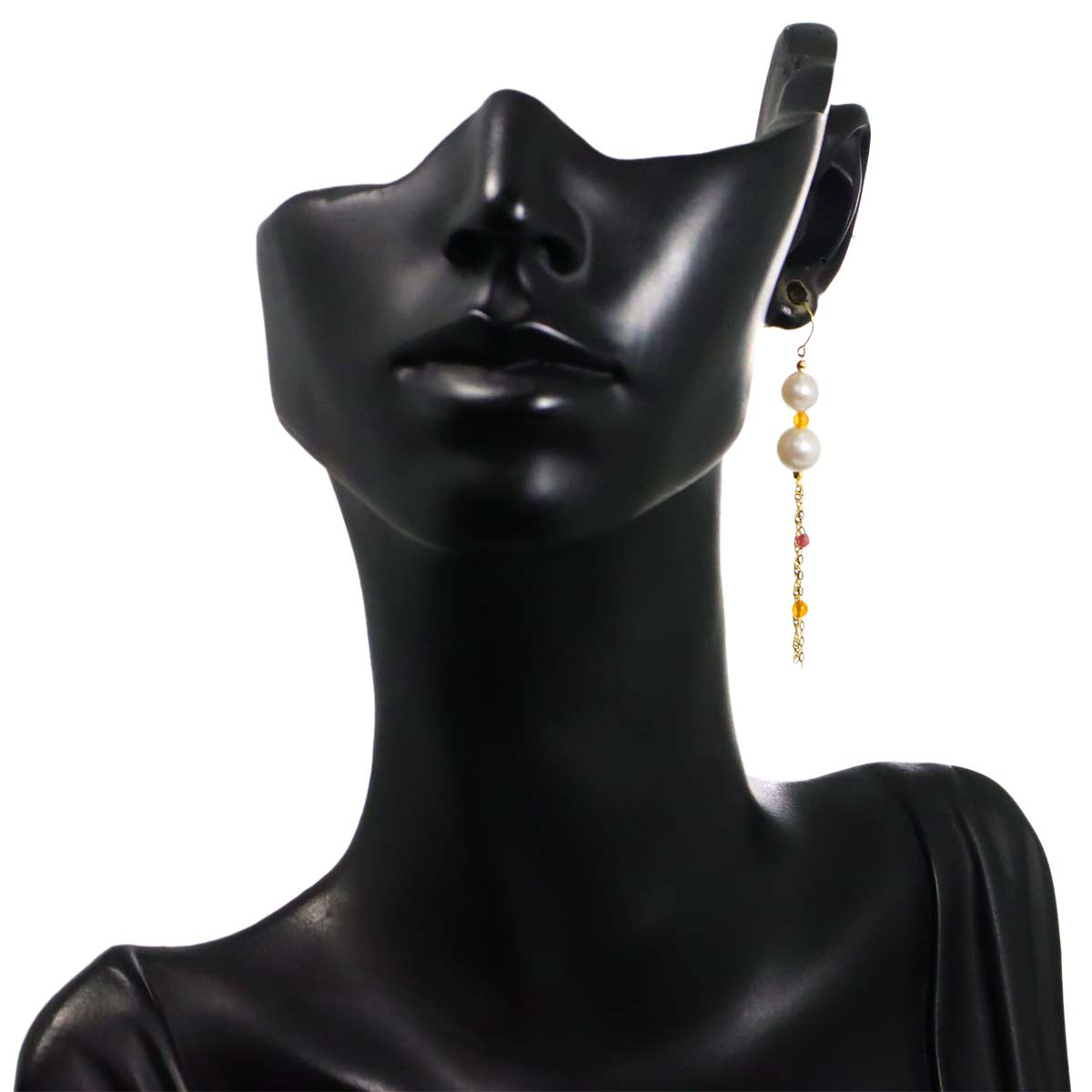 Akoya Pearl 7.4-6.1mm Quartz Earrings Pierced 18K YG 750