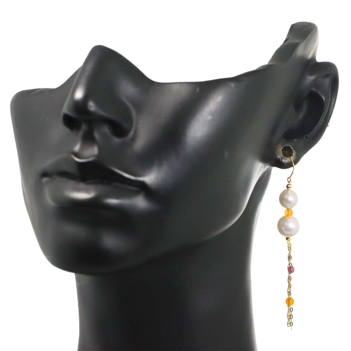 Akoya Pearl 7.4-6.1mm Quartz Earrings Pierced 18K YG 750