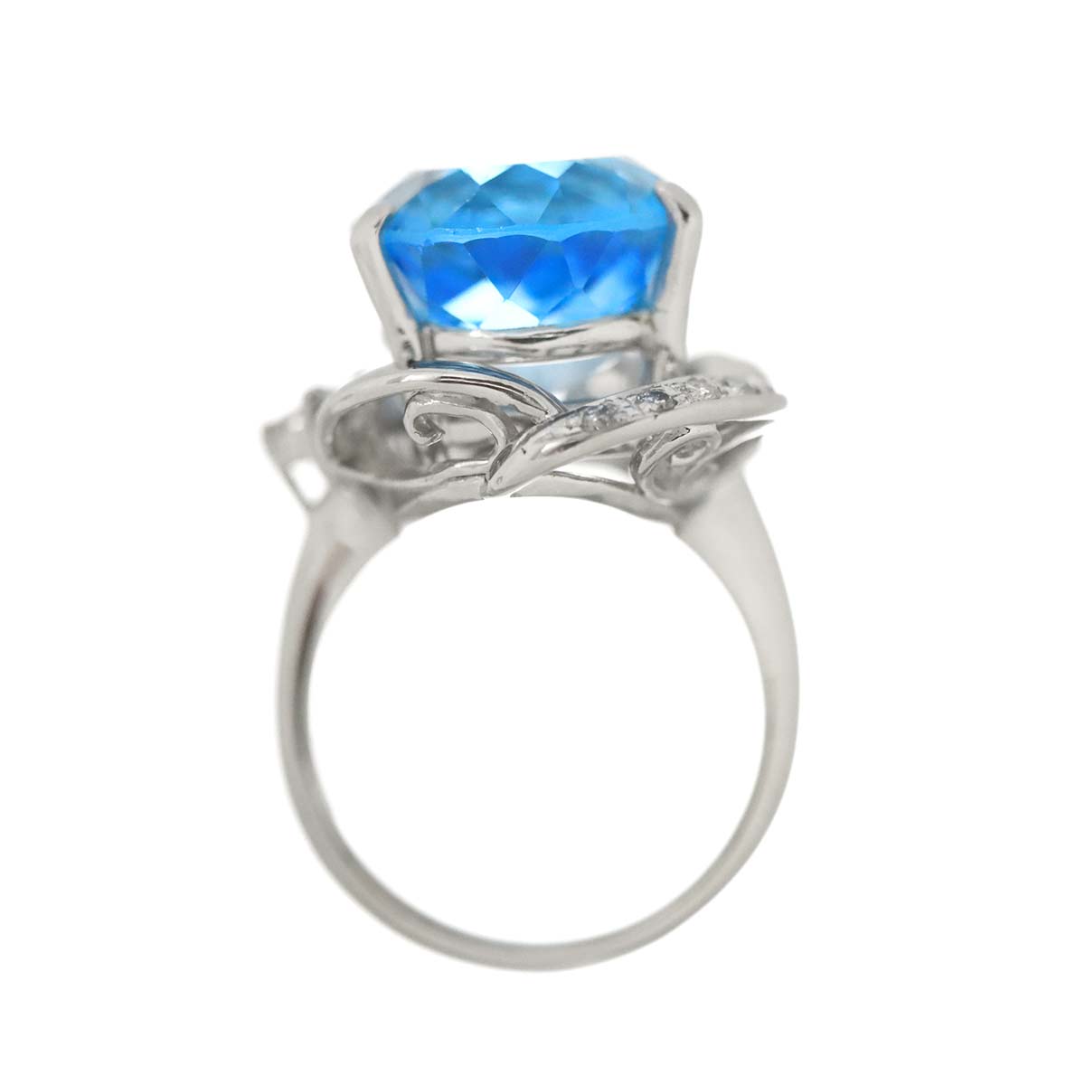 Blue Topaz 17.92ct Diamond 0.26ct Ring Pt Platinum size5.25-5.5(US)