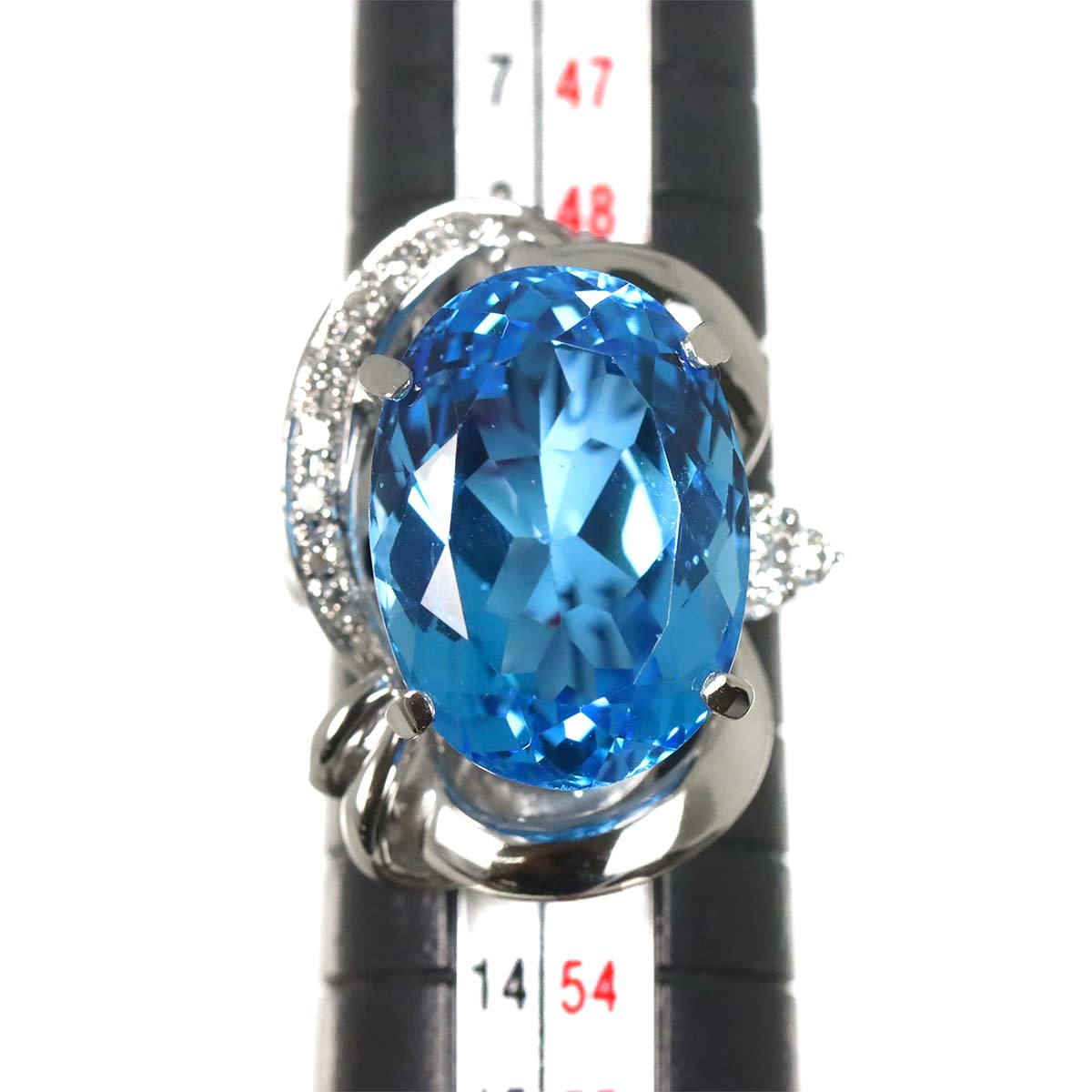 Blue Topaz 17.92ct Diamond 0.26ct Ring Pt Platinum size5.25-5.5(US)