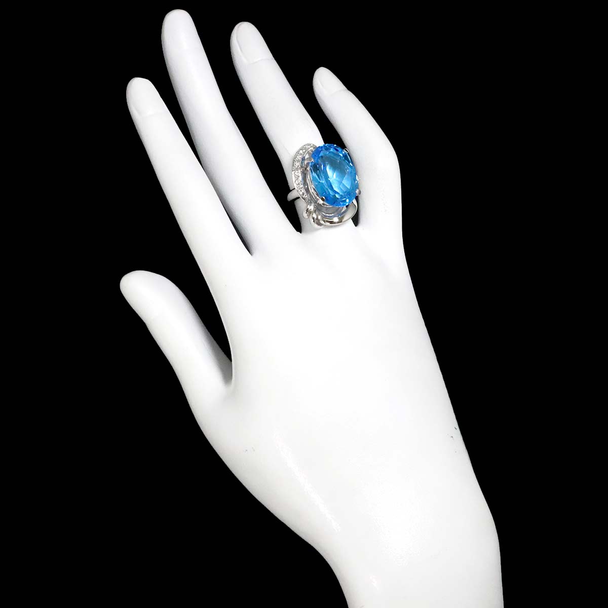 Blue Topaz 17.92ct Diamond 0.26ct Ring Pt Platinum size5.25-5.5(US)