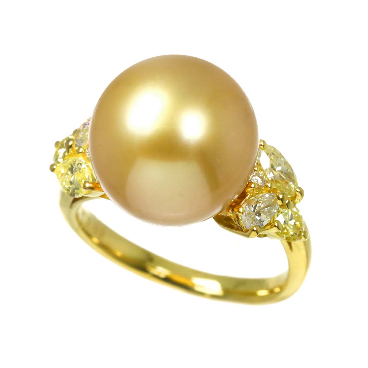 South Sea pearl 12.7mm Diamond 0.82ct Ring 18K K18 YG 750 5.75-6(US)