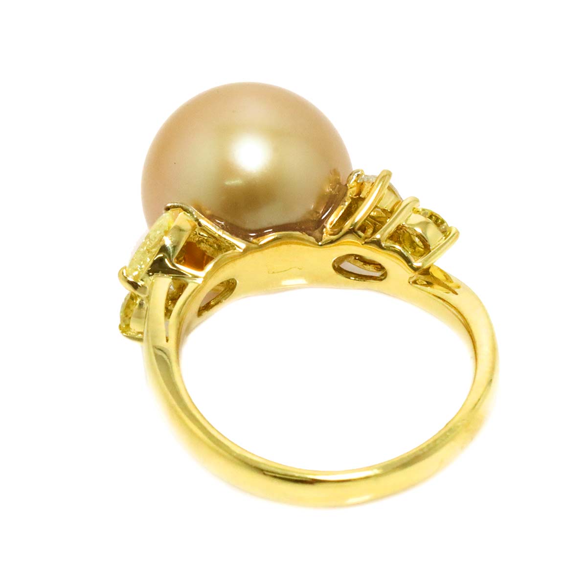 South Sea pearl 12.7mm Diamond 0.82ct Ring 18K K18 YG 750 5.75-6(US)
