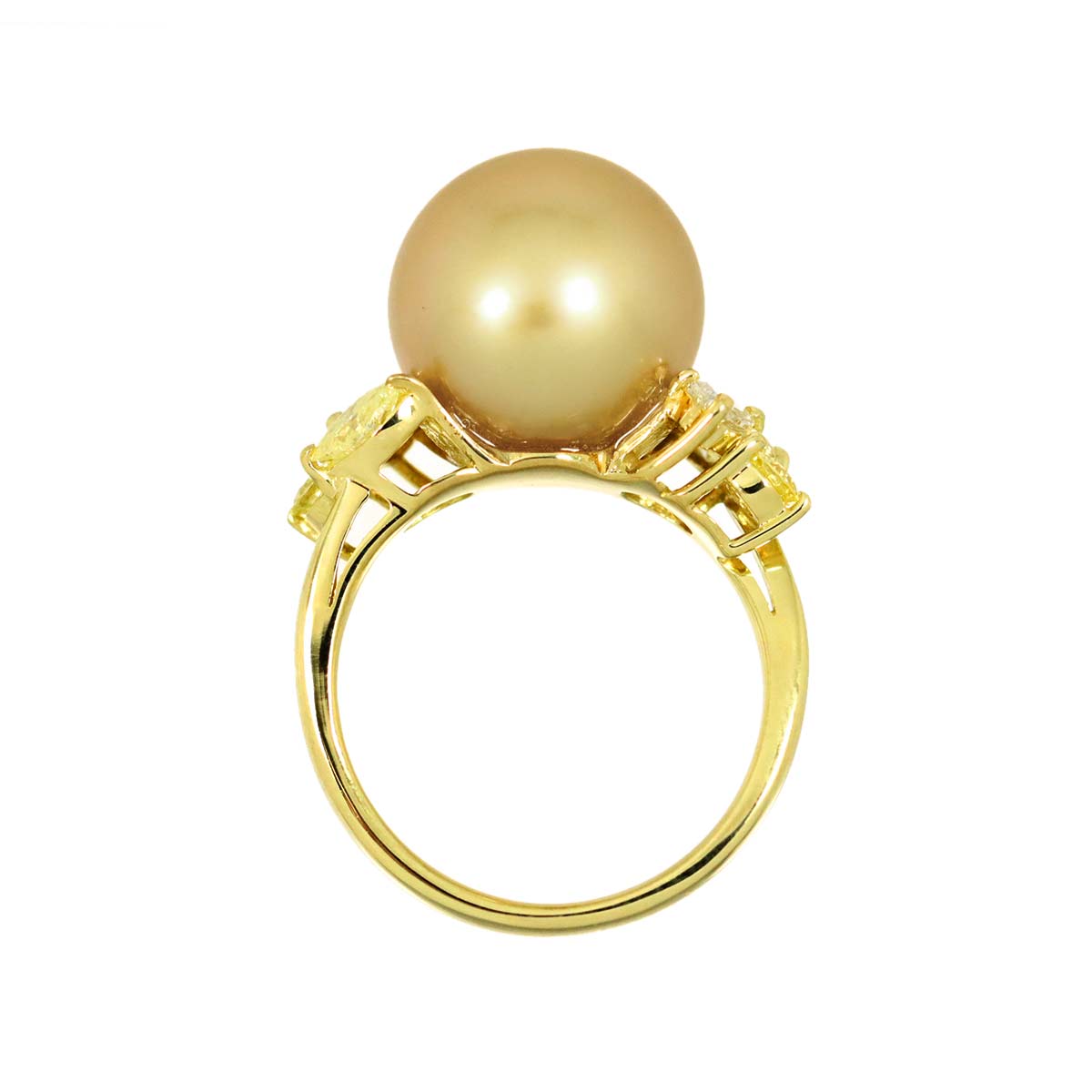 South Sea pearl 12.7mm Diamond 0.82ct Ring 18K K18 YG 750 5.75-6(US)