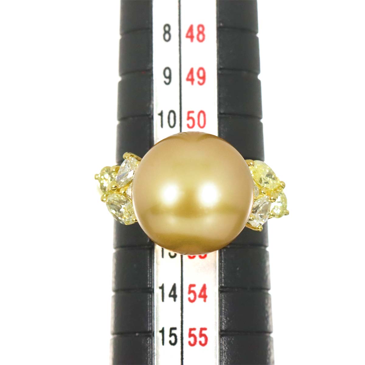 South Sea pearl 12.7mm Diamond 0.82ct Ring 18K K18 YG 750 5.75-6(US)