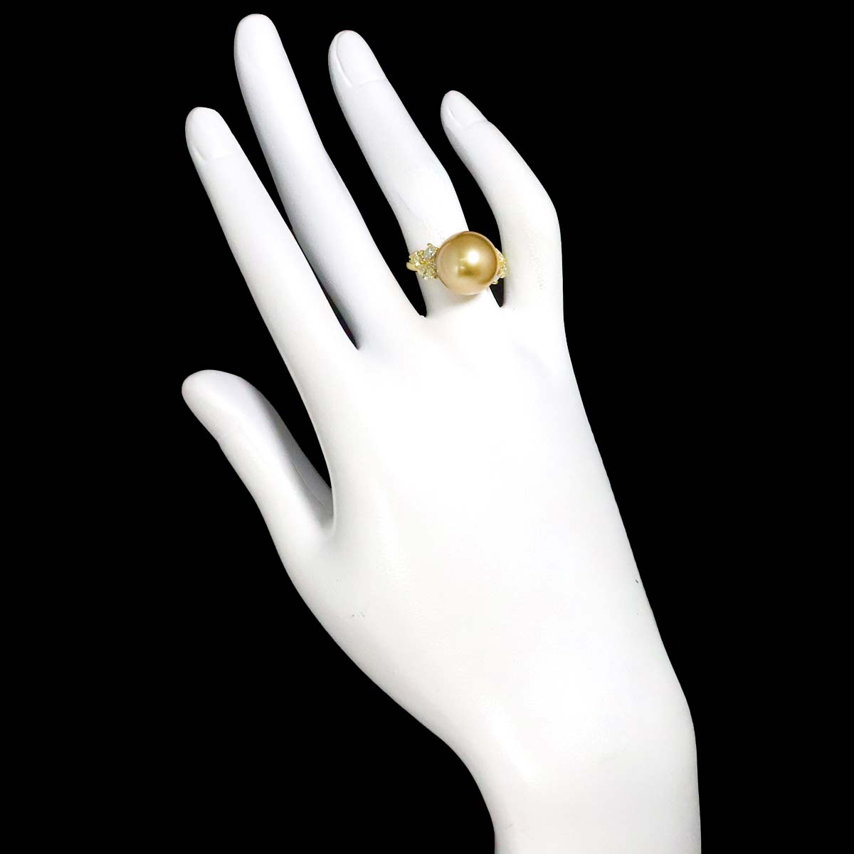 South Sea pearl 12.7mm Diamond 0.82ct Ring 18K K18 YG 750 5.75-6(US)